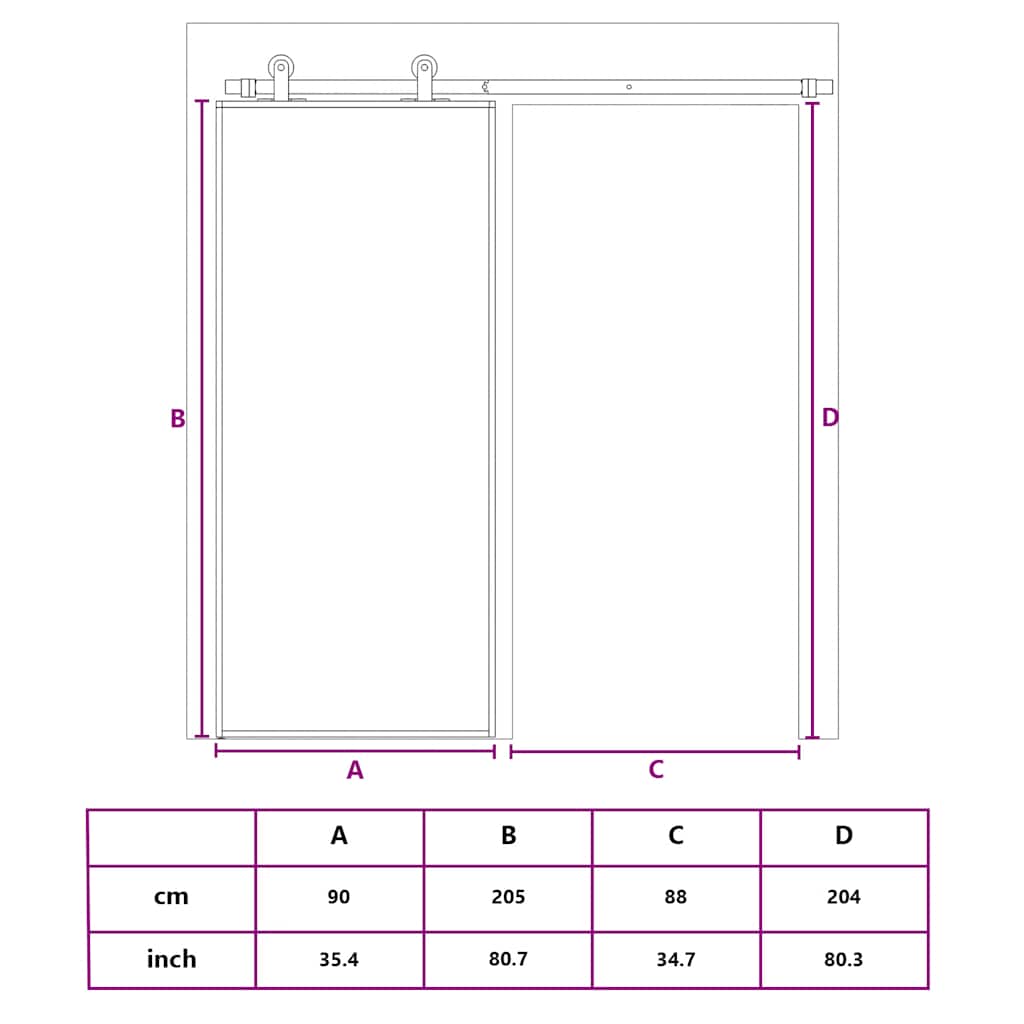 Klizna vrata zlatna 90 x 205 cm matirano staklo ESG i aluminij