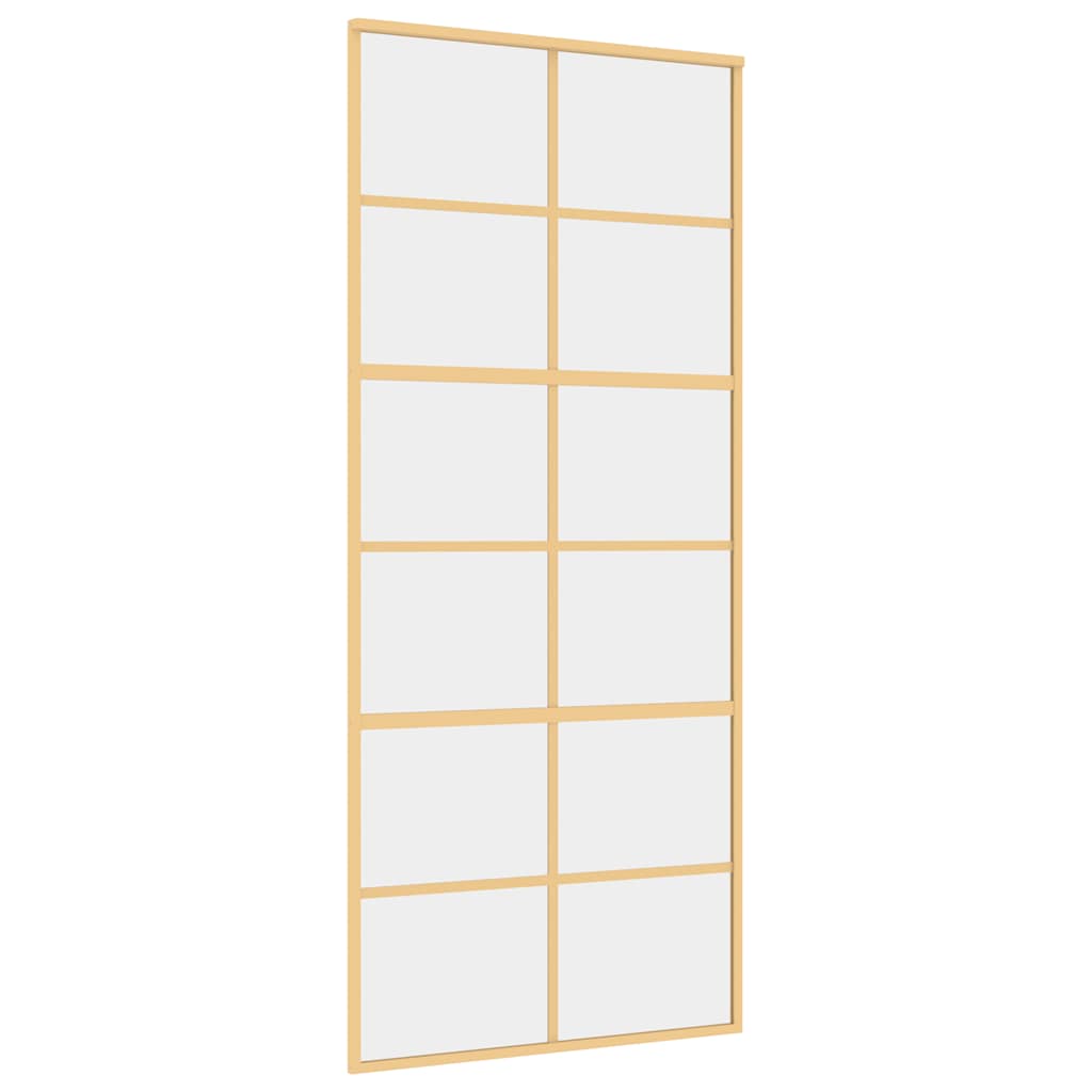 Klizna vrata zlatna 90 x 205 cm prozirno staklo ESG i aluminij