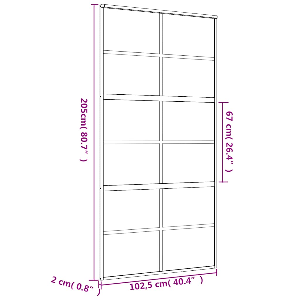 Klizna vrata zlatna 102,5x205 cm matirano staklo ESG i aluminij