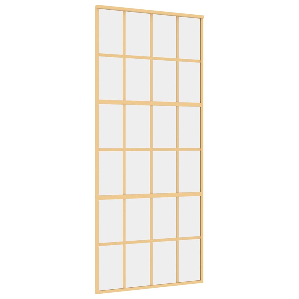 Klizna vrata zlatna 90 x 205 cm prozirno staklo ESG i aluminij