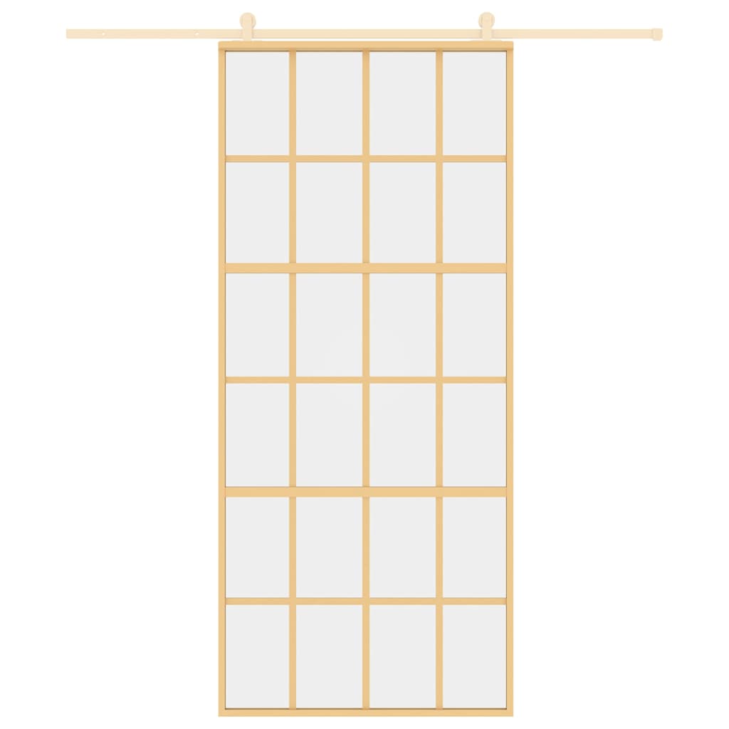 Klizna vrata zlatna 90 x 205 cm prozirno staklo ESG i aluminij