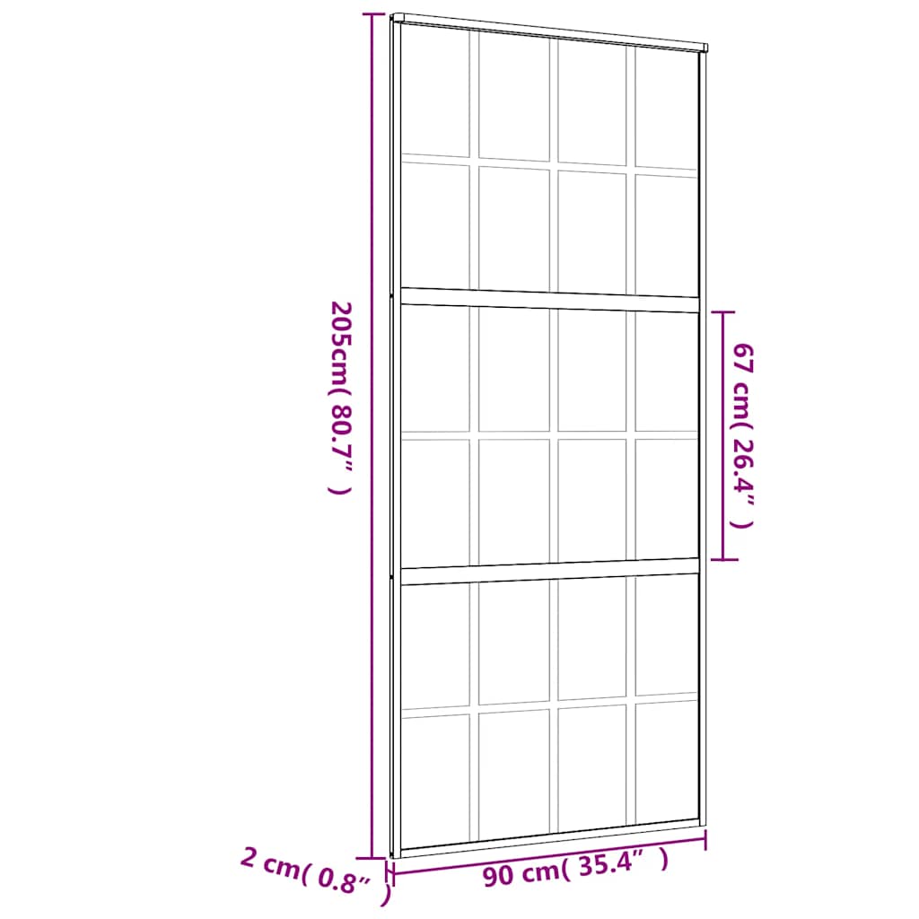 Klizna vrata zlatna 90 x 205 cm prozirno staklo ESG i aluminij