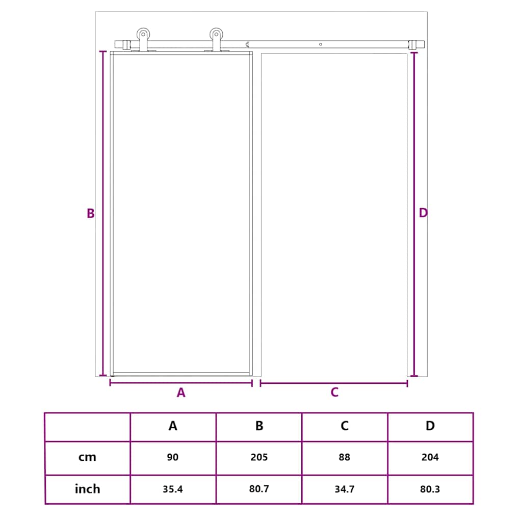 Klizna vrata zlatna 90 x 205 cm prozirno staklo ESG i aluminij