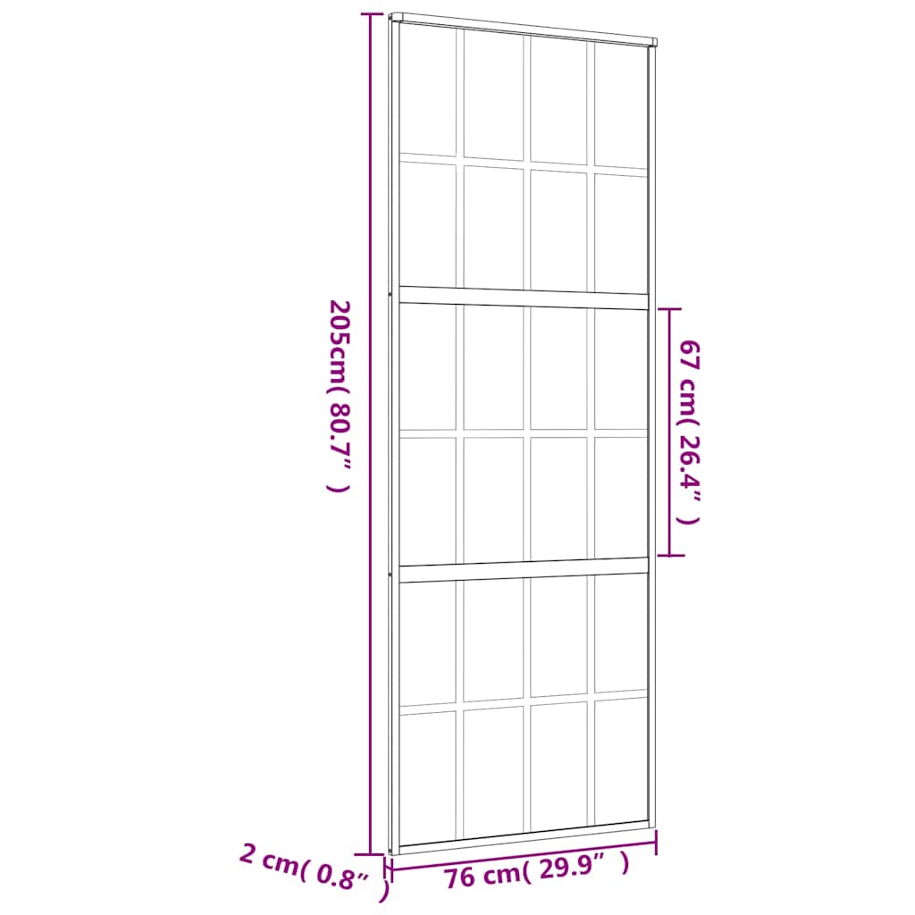 Klizna vrata zlatna 76x205 cm matirano staklo ESG i aluminij