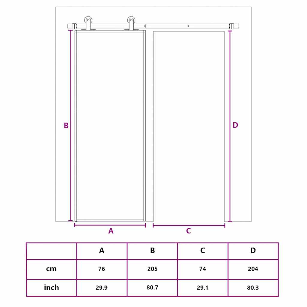 Klizna vrata zlatna 76x205 cm matirano staklo ESG i aluminij