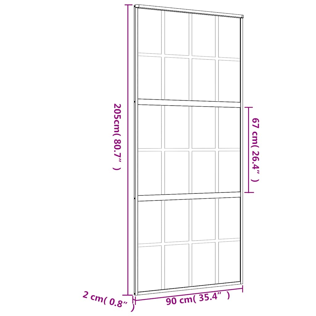 Klizna vrata zlatna 90 x 205 cm matirano staklo ESG i aluminij