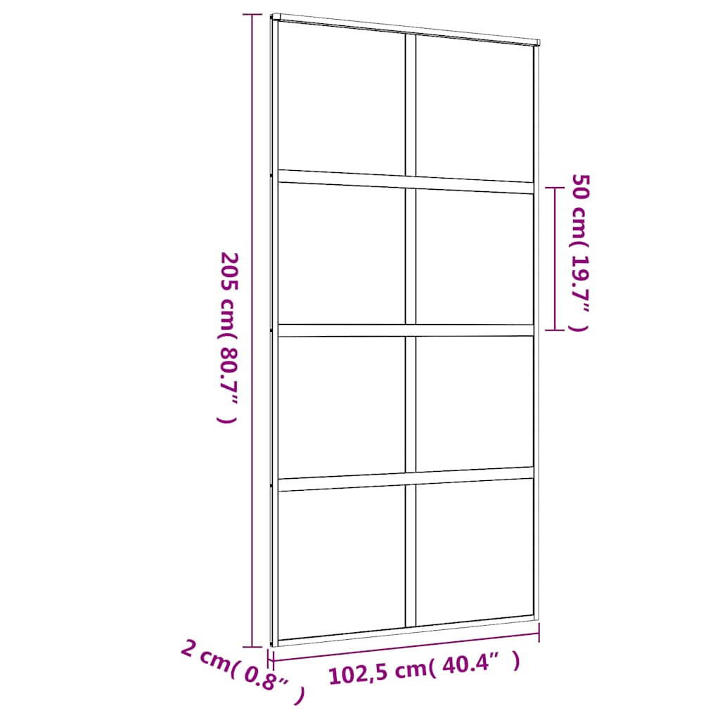 Klizna vrata zlatna 102,5x205 cm matirano staklo ESG i aluminij