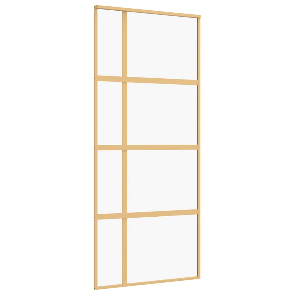 Klizna vrata zlatna 90 x 205 cm prozirno staklo ESG i aluminij