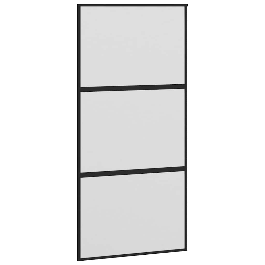 Klizna vrata crna 102,5x205 cm od kaljenog stakla i aluminija