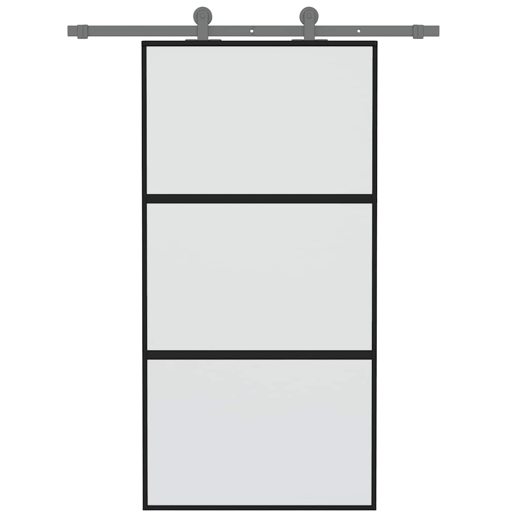 Klizna vrata crna 102,5x205 cm od kaljenog stakla i aluminija