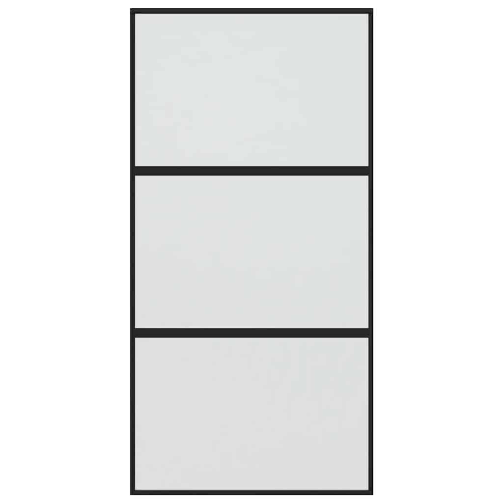 Klizna vrata crna 102,5x205 cm od kaljenog stakla i aluminija