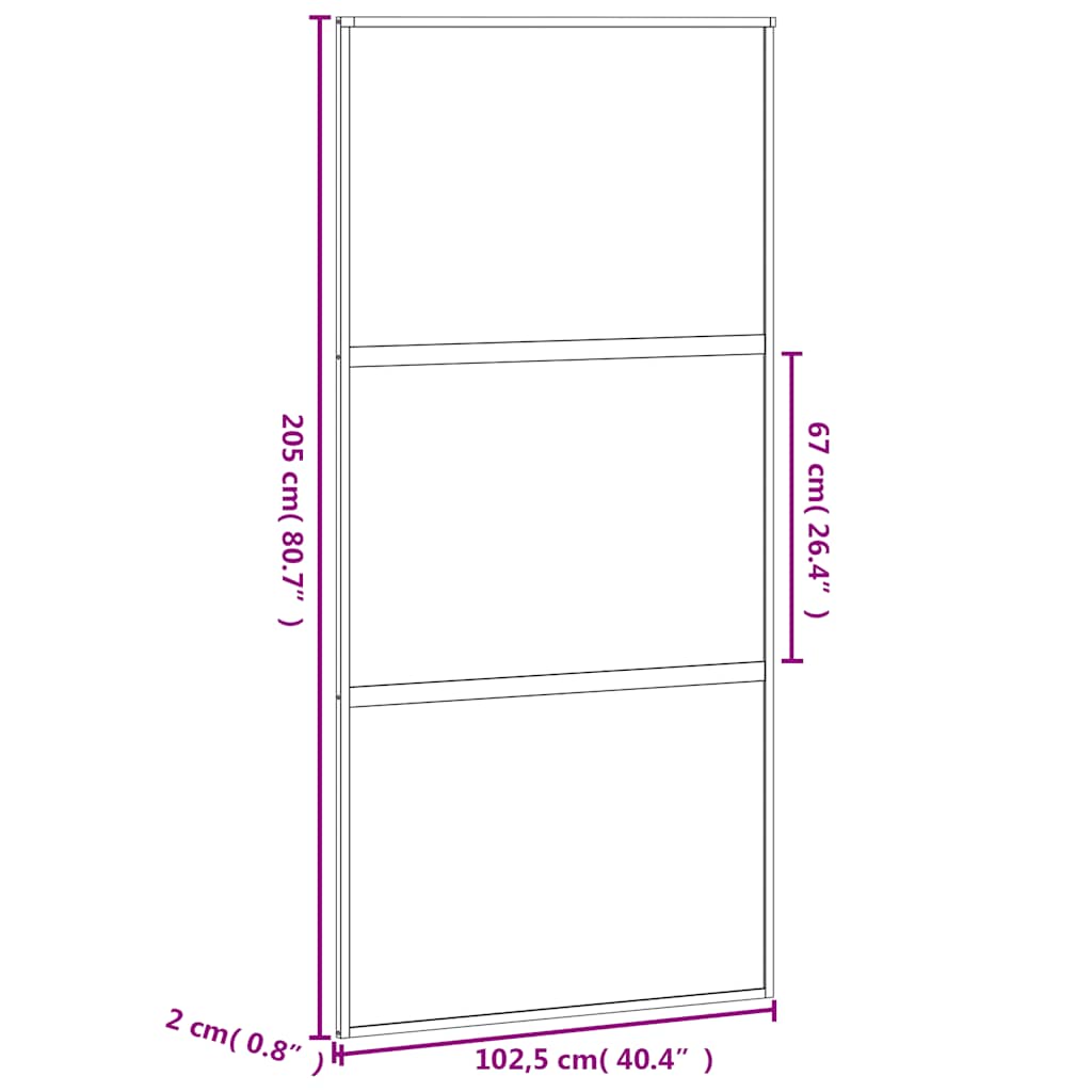 Klizna vrata crna 102,5x205 cm od kaljenog stakla i aluminija