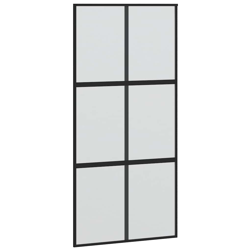 Klizna vrata crna 102,5x205 cm od kaljenog stakla i aluminija