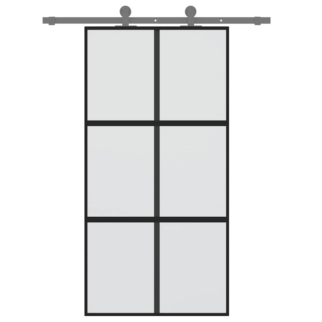 Klizna vrata crna 102,5x205 cm od kaljenog stakla i aluminija