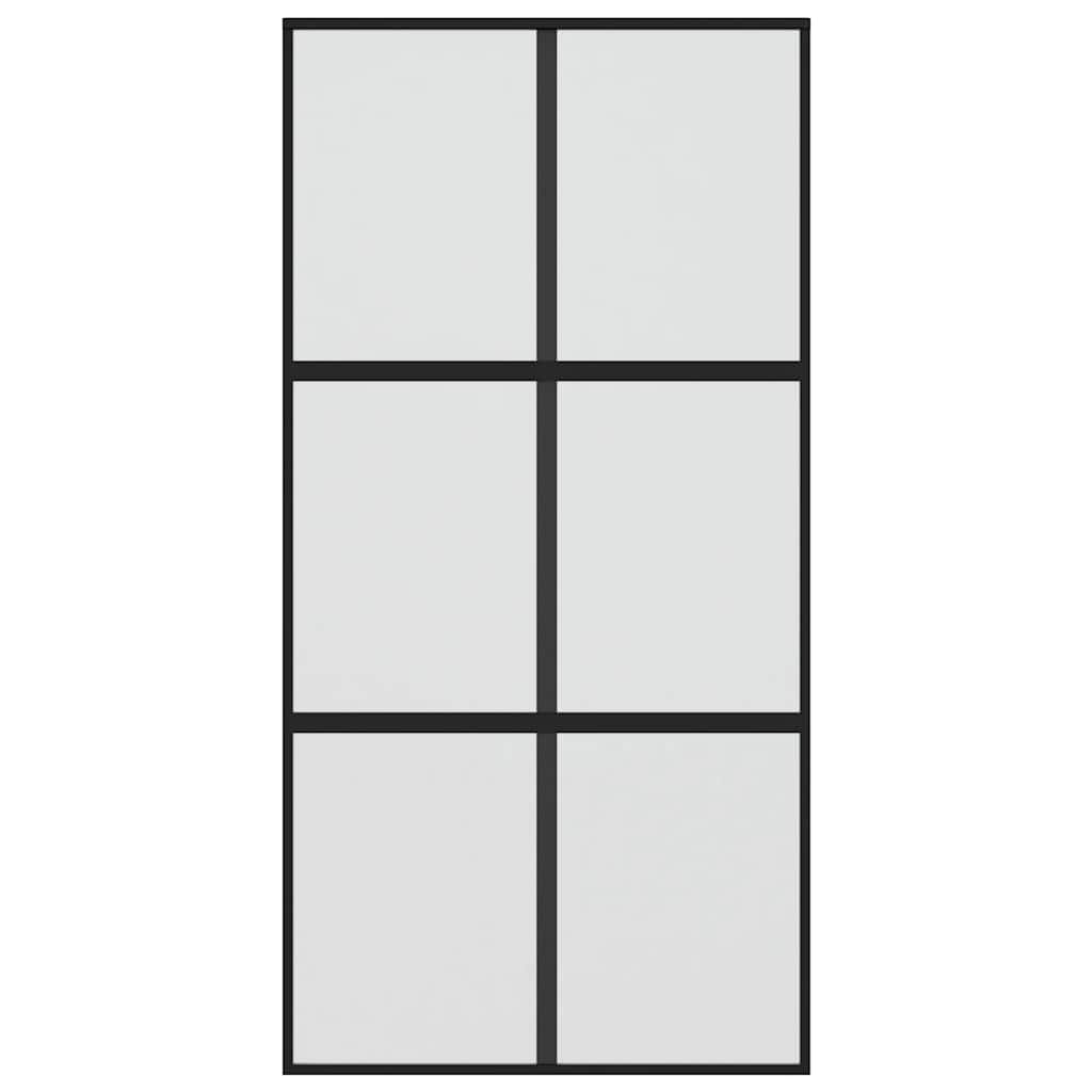Klizna vrata crna 102,5x205 cm od kaljenog stakla i aluminija