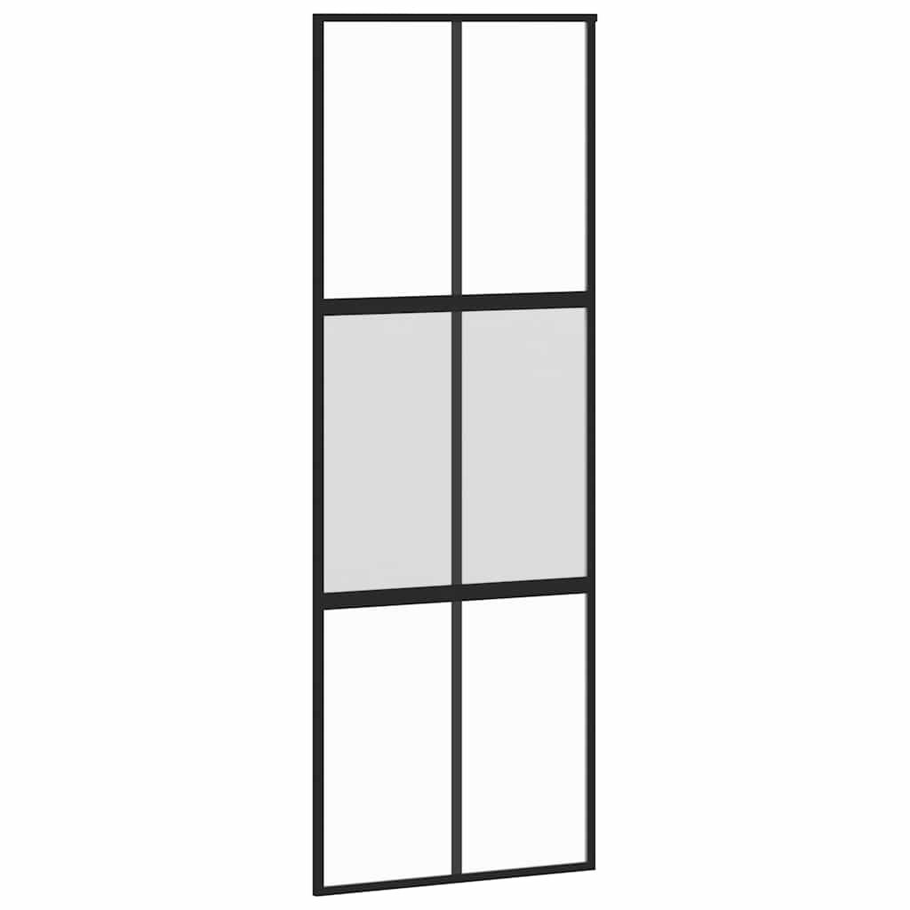 Klizna vrata crna 76x205 cm od kaljenog stakla i aluminija