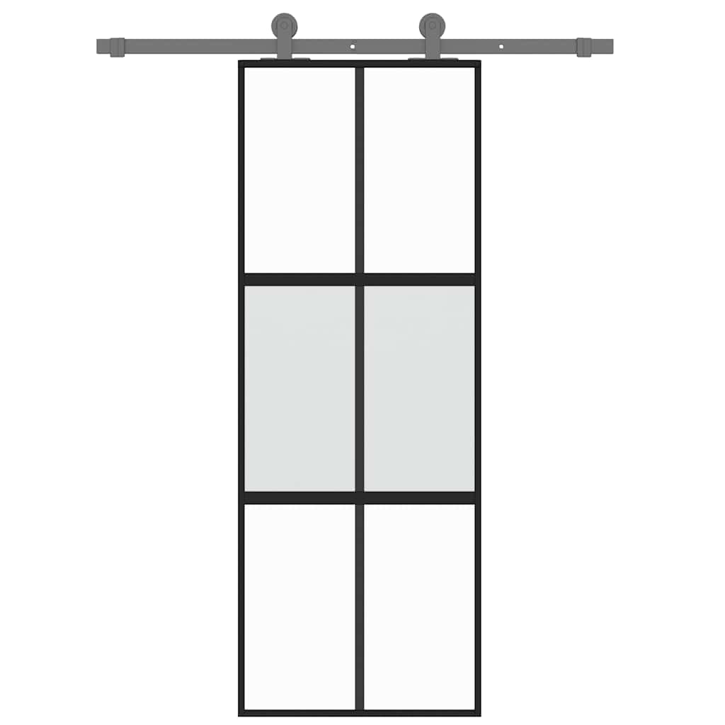Klizna vrata crna 76x205 cm od kaljenog stakla i aluminija