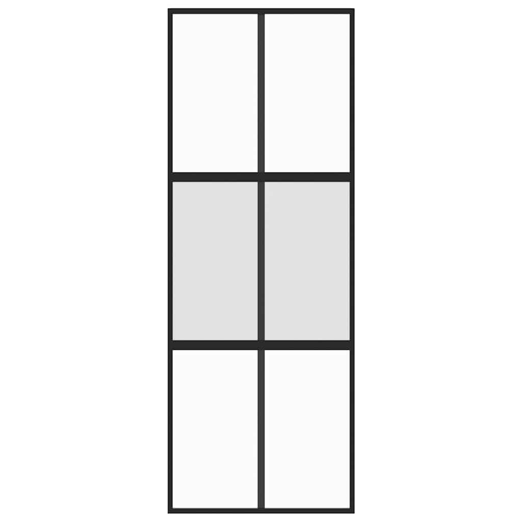 Klizna vrata crna 76x205 cm od kaljenog stakla i aluminija