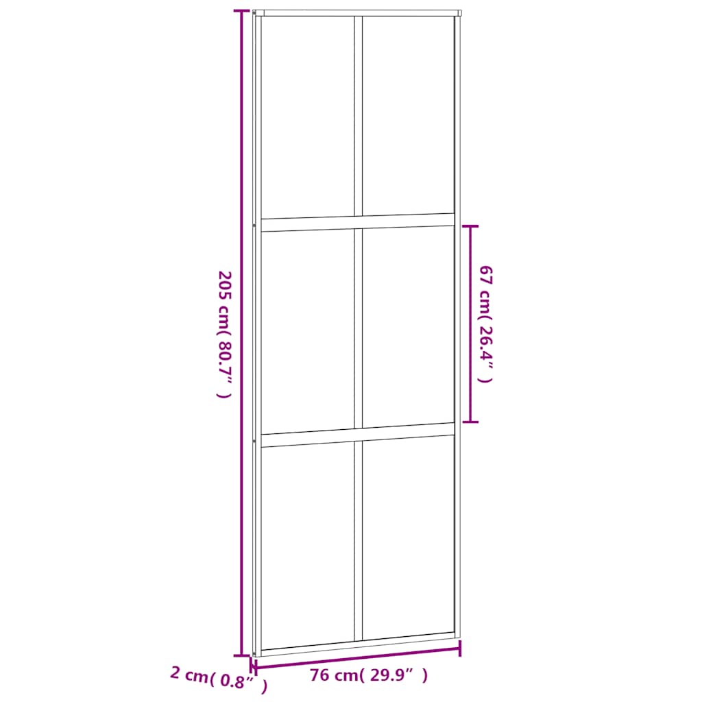 Klizna vrata crna 76x205 cm od kaljenog stakla i aluminija