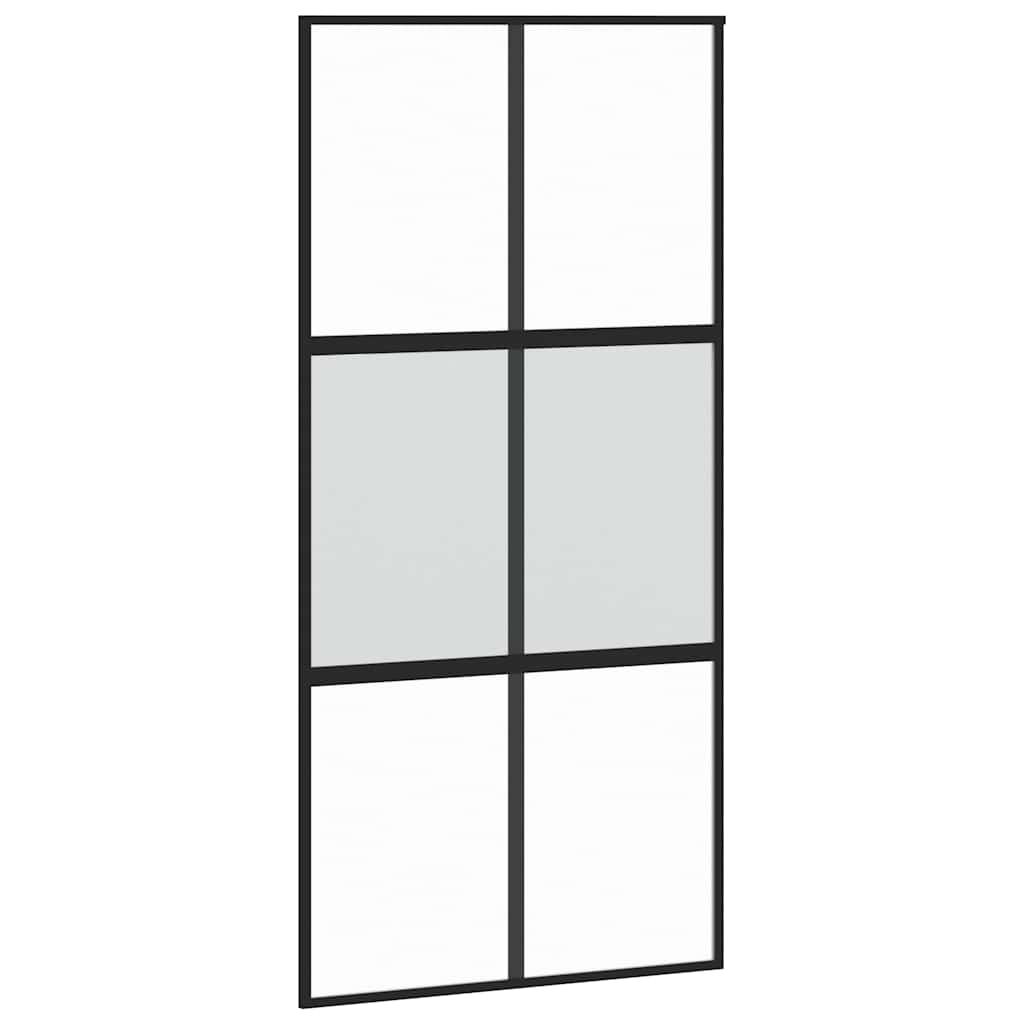 Klizna vrata crna 102,5x205 cm od kaljenog stakla i aluminija