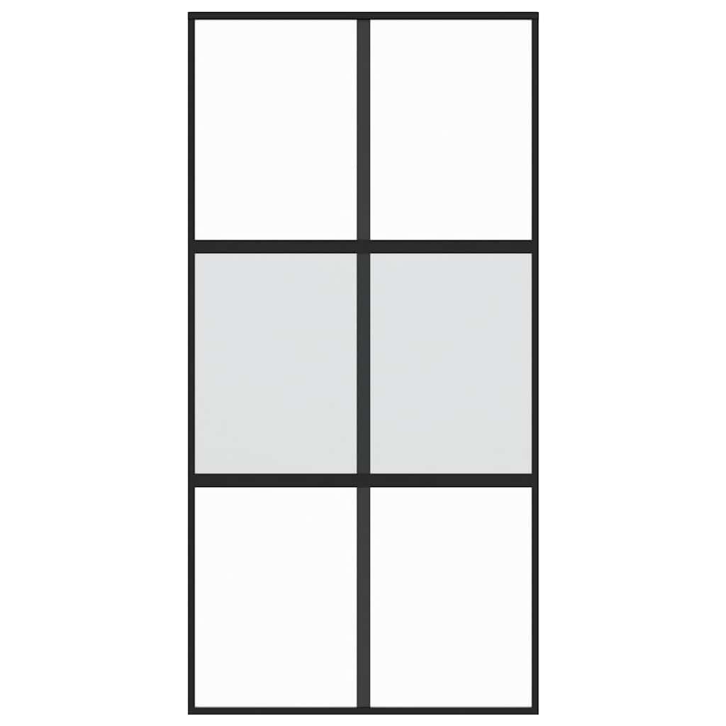 Klizna vrata crna 102,5x205 cm od kaljenog stakla i aluminija