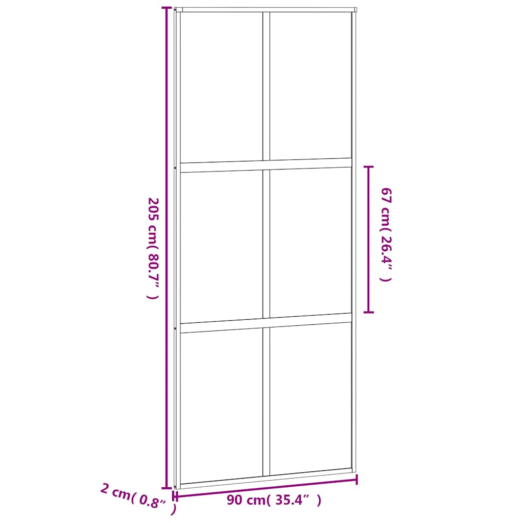 Klizna vrata crna 90 x 205 cm od kaljenog stakla i aluminija