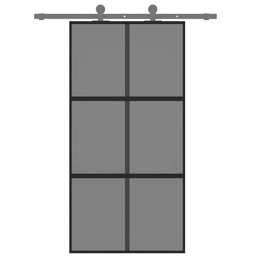 Klizna vrata crna 102,5x205 cm od kaljenog stakla i aluminija