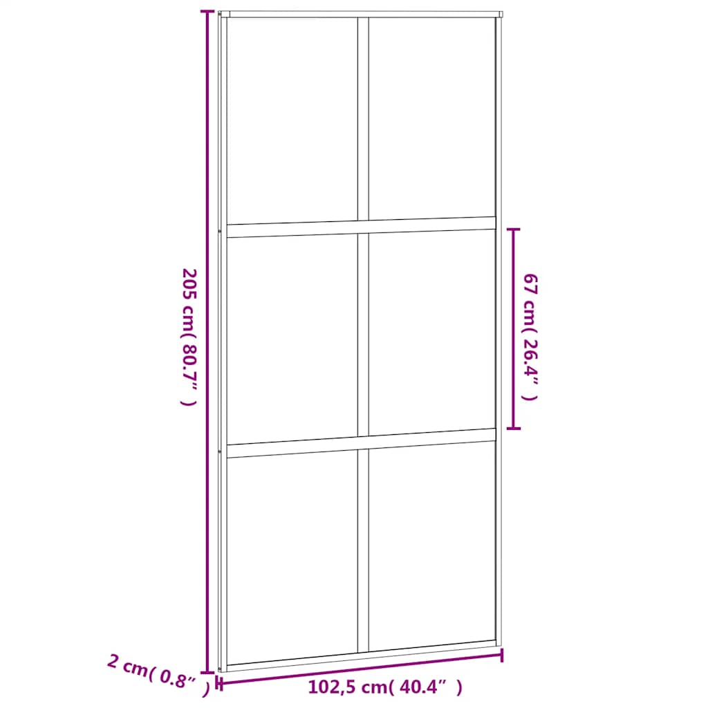 Klizna vrata crna 102,5x205 cm od kaljenog stakla i aluminija