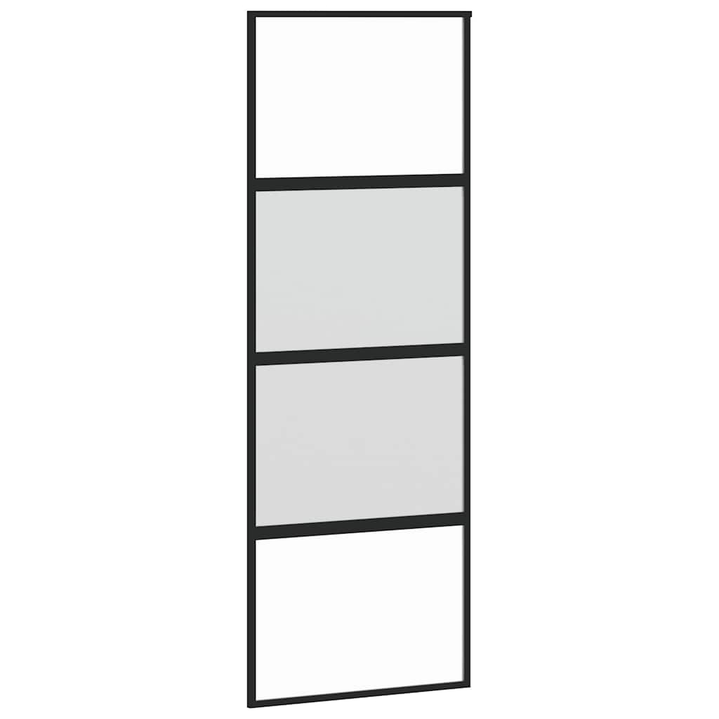 Klizna vrata crna 76x205 cm od kaljenog stakla i aluminija