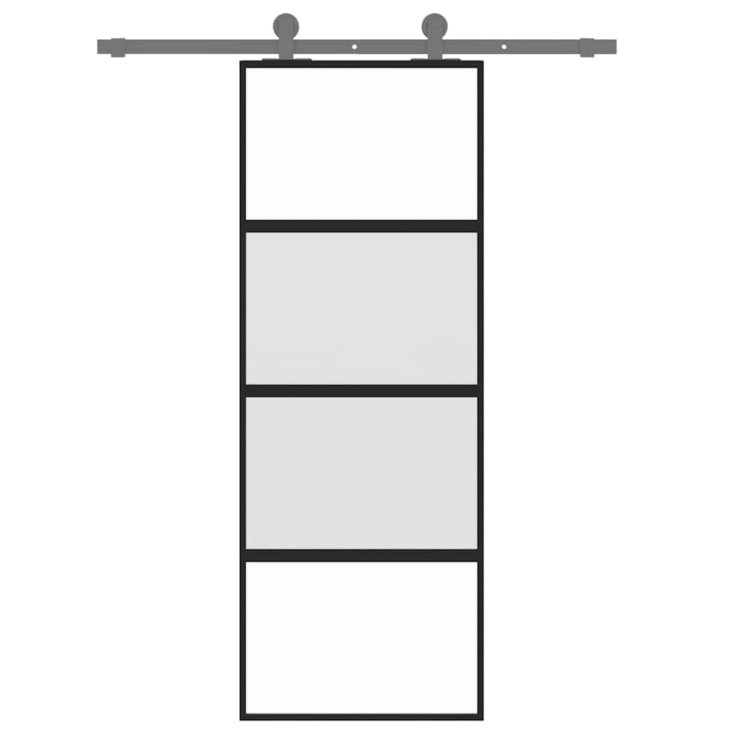Klizna vrata crna 76x205 cm od kaljenog stakla i aluminija