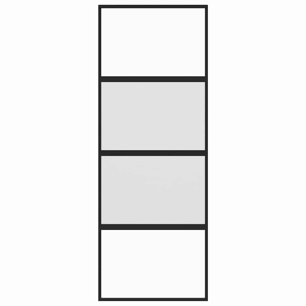 Klizna vrata crna 76x205 cm od kaljenog stakla i aluminija