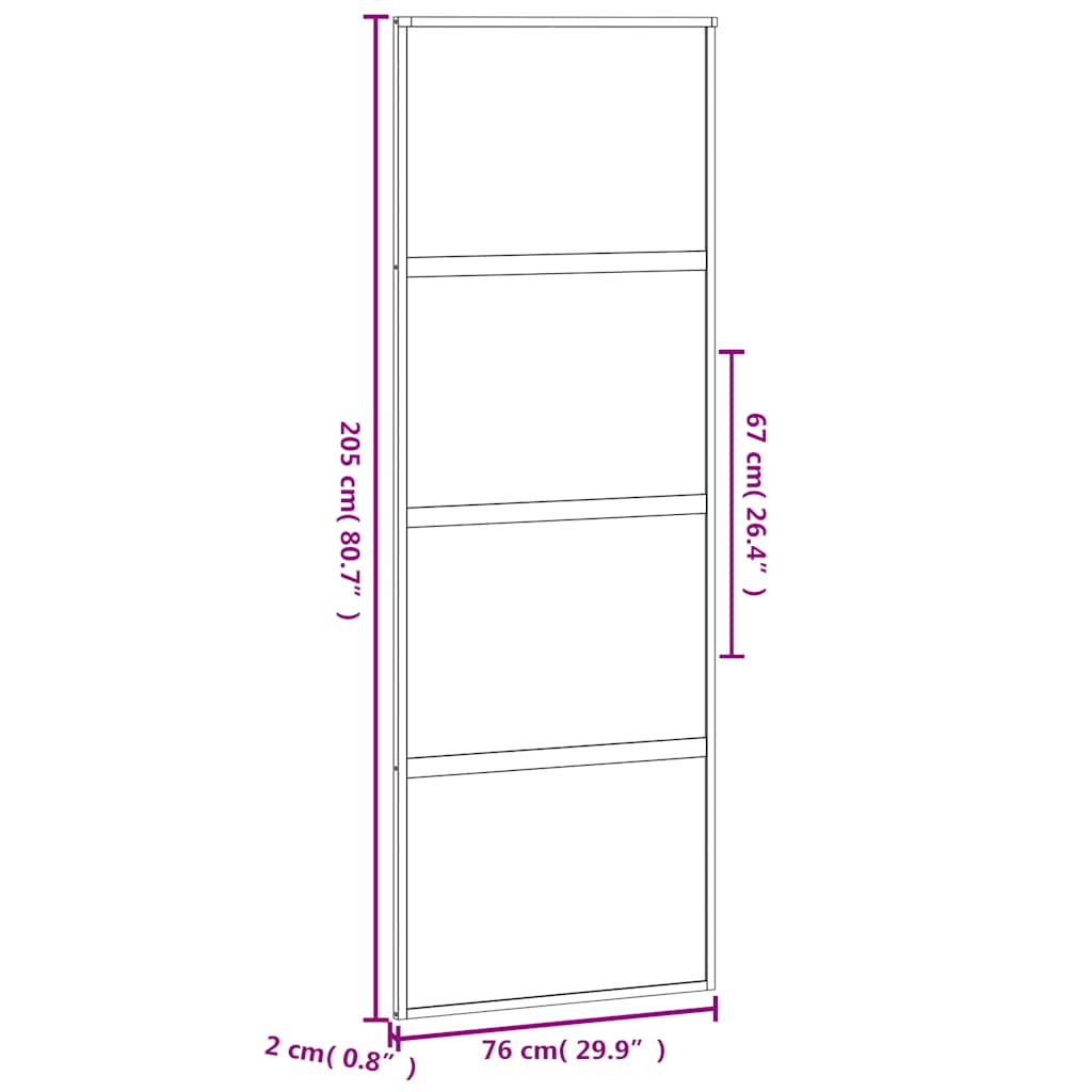 Klizna vrata crna 76x205 cm od kaljenog stakla i aluminija