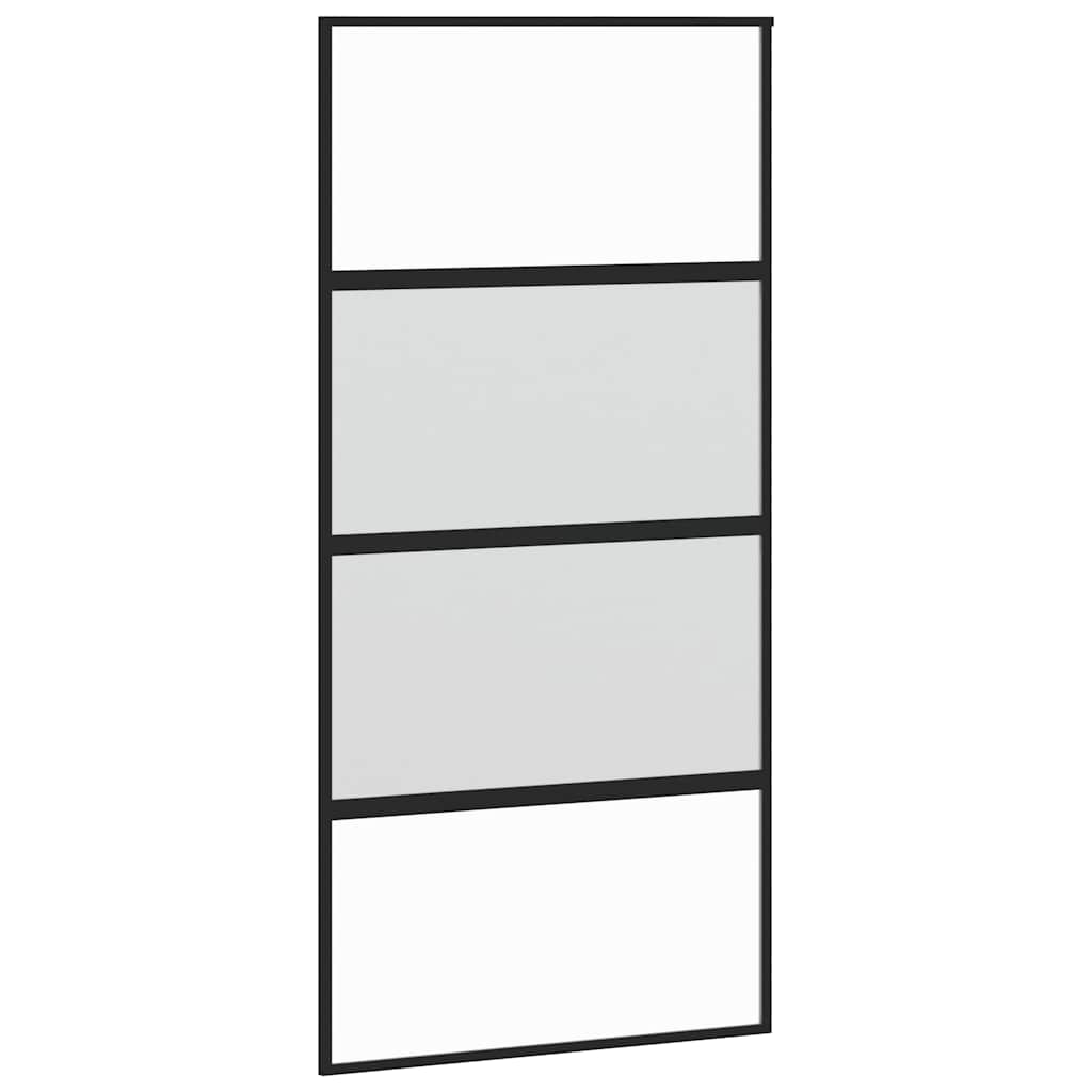 Klizna vrata crna 102,5x205 cm od kaljenog stakla i aluminija