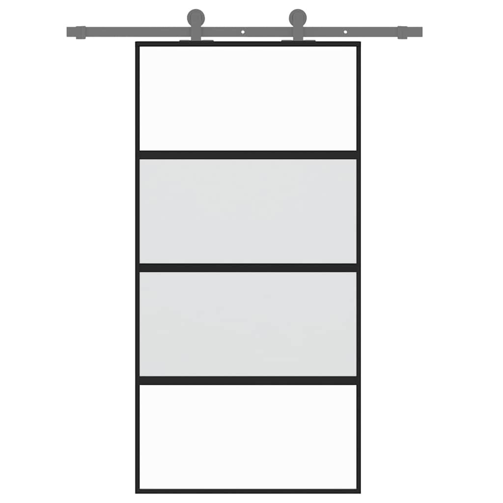 Klizna vrata crna 102,5x205 cm od kaljenog stakla i aluminija