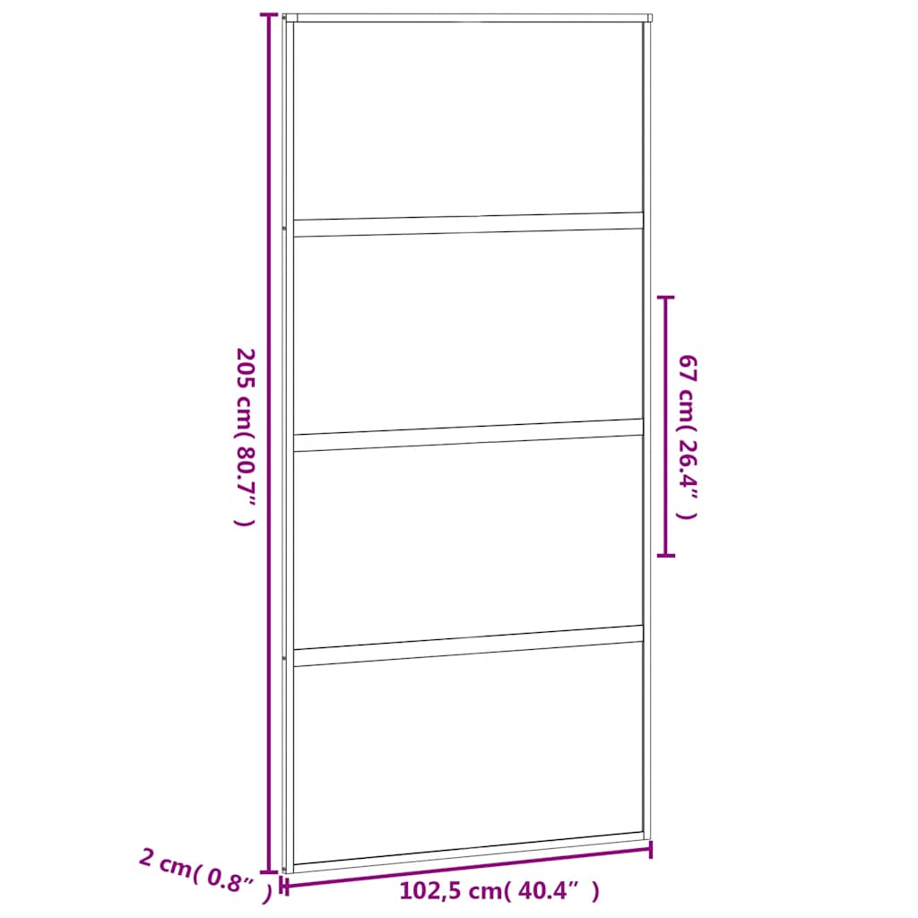 Klizna vrata crna 102,5x205 cm od kaljenog stakla i aluminija