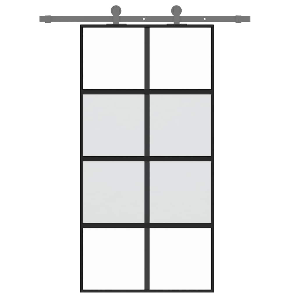 Klizna vrata crna 102,5x205 cm od kaljenog stakla i aluminija