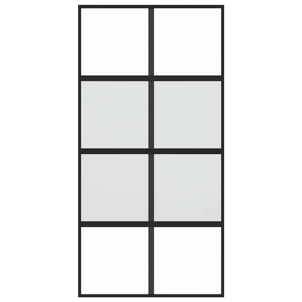 Klizna vrata crna 102,5x205 cm od kaljenog stakla i aluminija