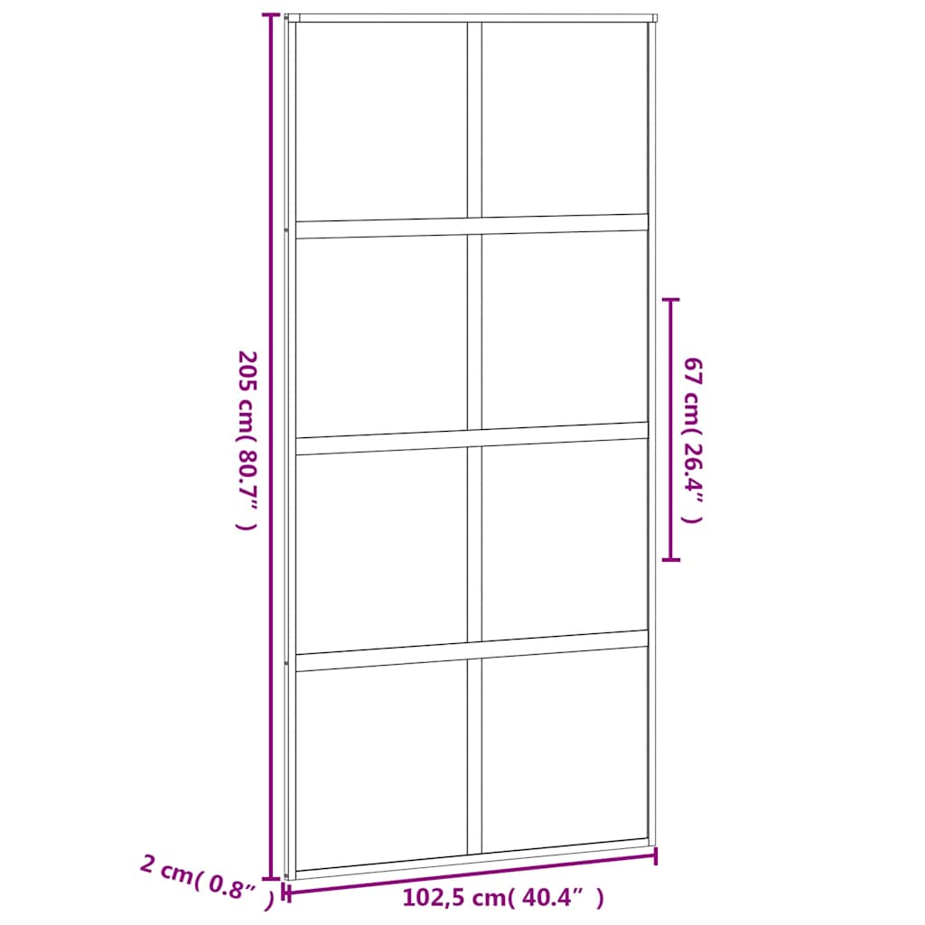 Klizna vrata crna 102,5x205 cm od kaljenog stakla i aluminija
