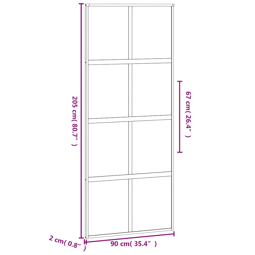 Klizna vrata crna 90 x 205 cm od kaljenog stakla i aluminija