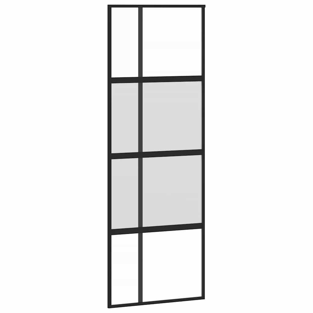 Klizna vrata crna 76x205 cm od kaljenog stakla i aluminija