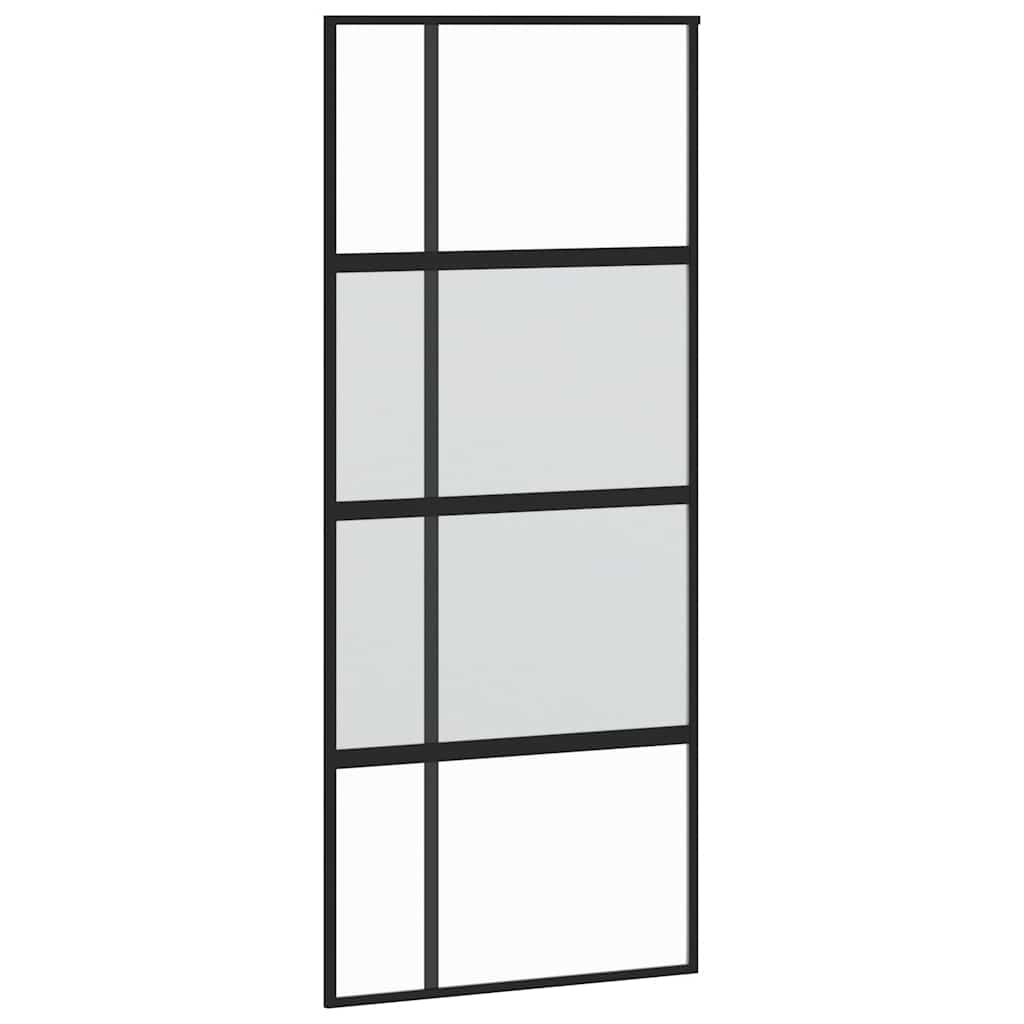 Klizna vrata crna 90 x 205 cm od kaljenog stakla i aluminija