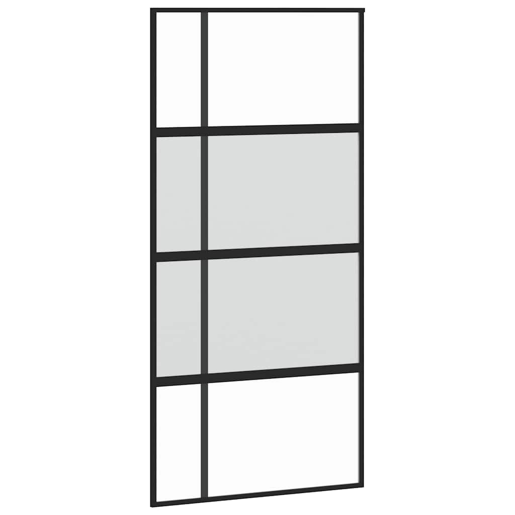 Klizna vrata crna 102,5x205 cm od kaljenog stakla i aluminija