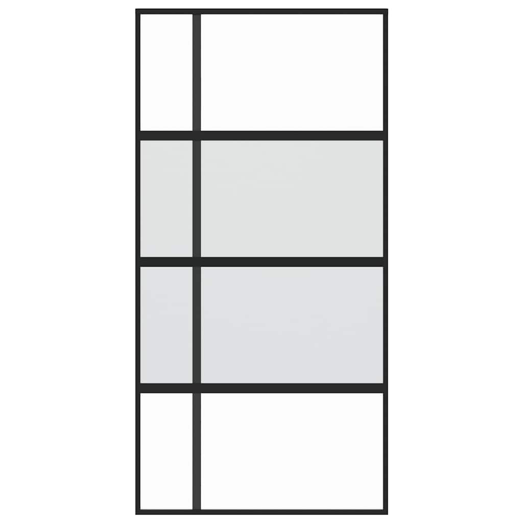 Klizna vrata crna 102,5x205 cm od kaljenog stakla i aluminija