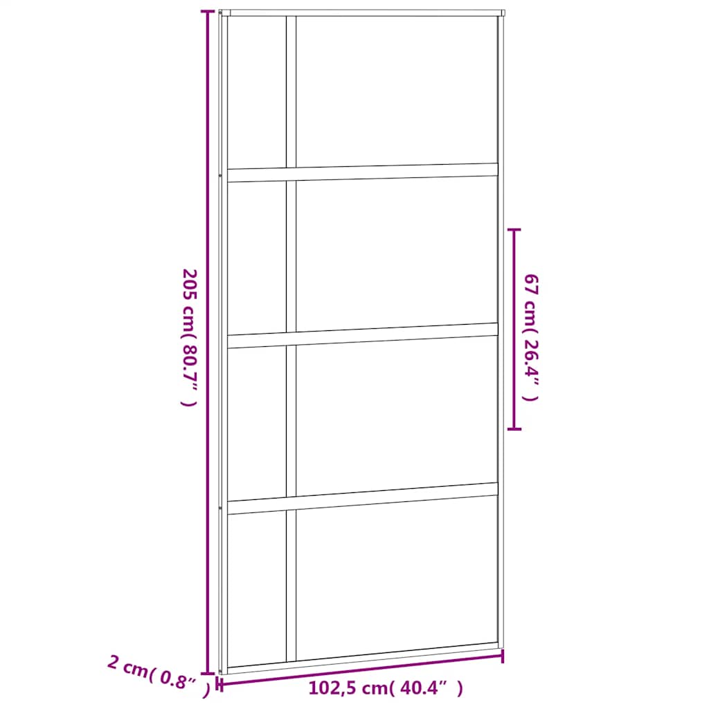 Klizna vrata crna 102,5x205 cm od kaljenog stakla i aluminija