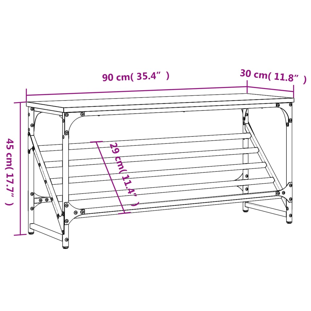 Stalak za cipele boja hrasta 90 x 30 x 45 cm konstruirano drvo