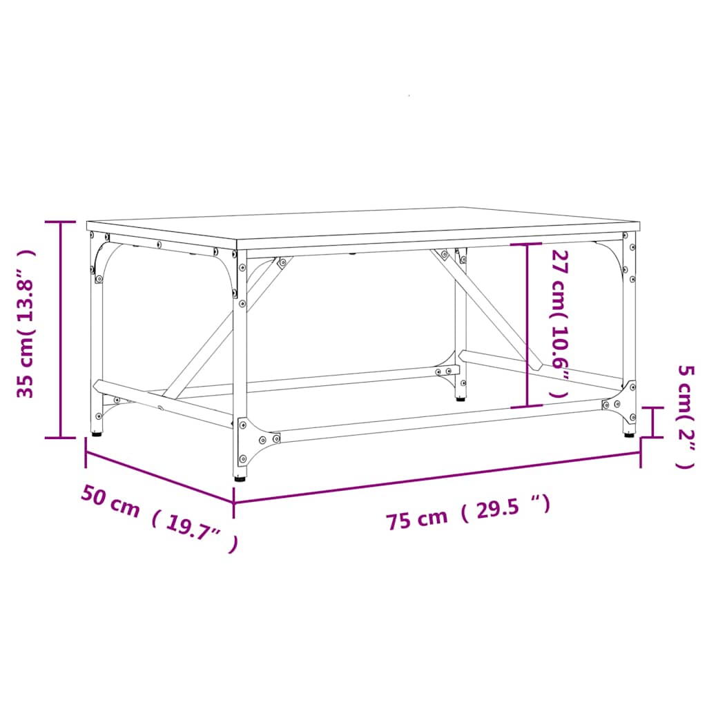 Stolić za kavu boja hrasta 75x50x35 cm konstruirano drvo