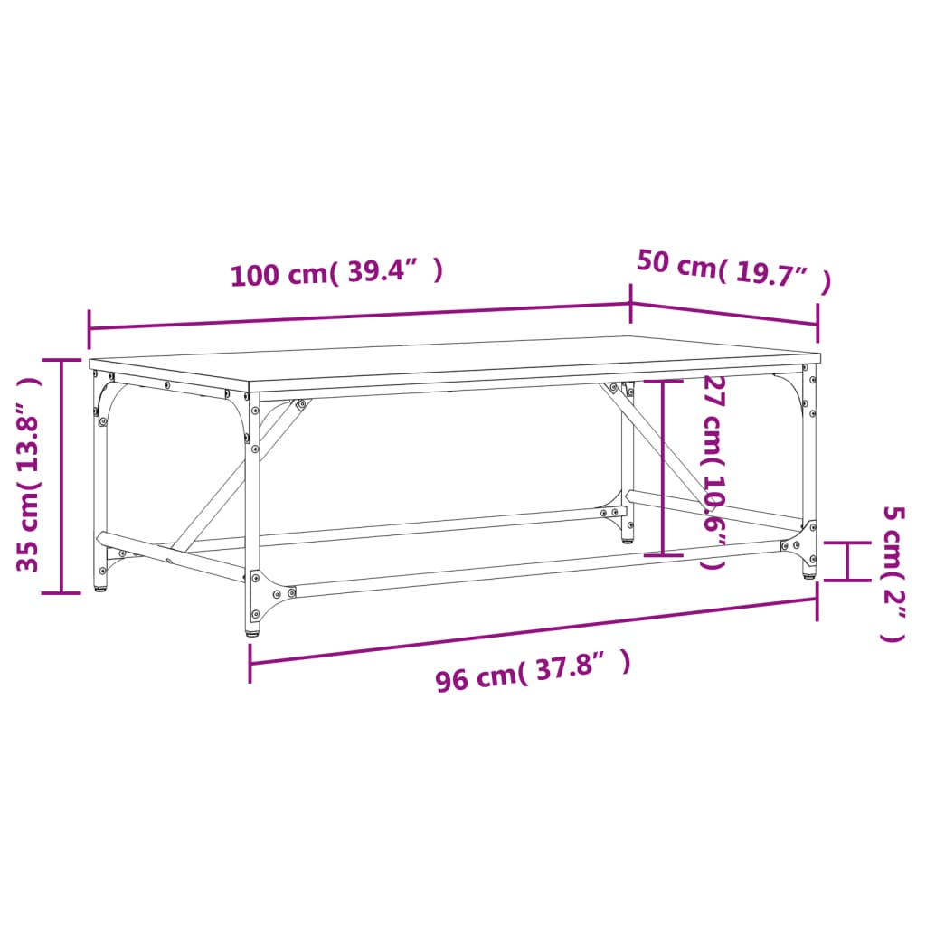 Stolić za kavu smeđa boja hrasta 100x50x35 cm konstruirano drvo