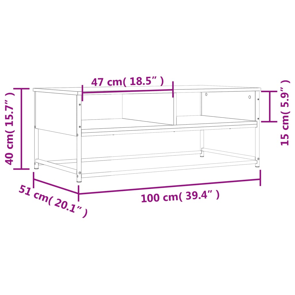 Stolić za kavu boja hrasta 100 x 51 x 40 cm konstruirano drvo