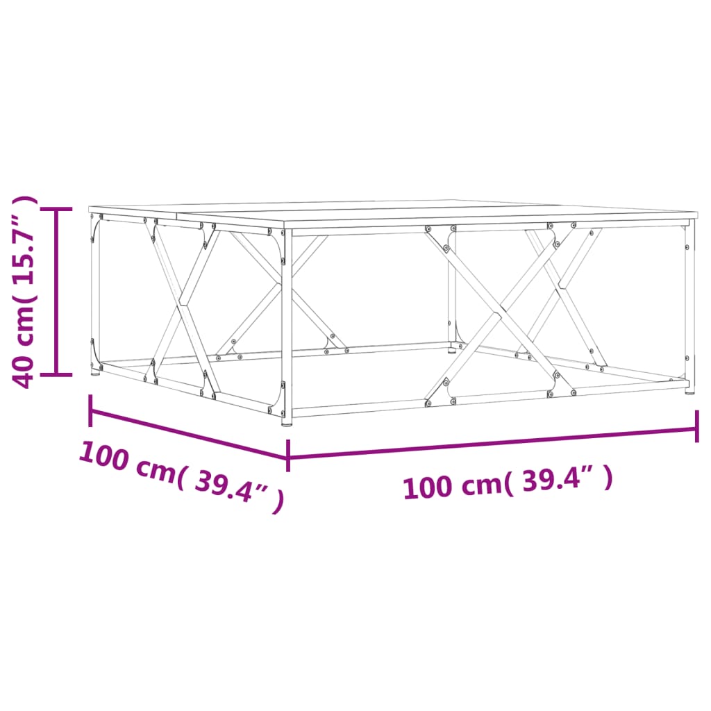 Stolić za kavu boja hrasta 100 x 100 x 40 cm konstruirano drvo