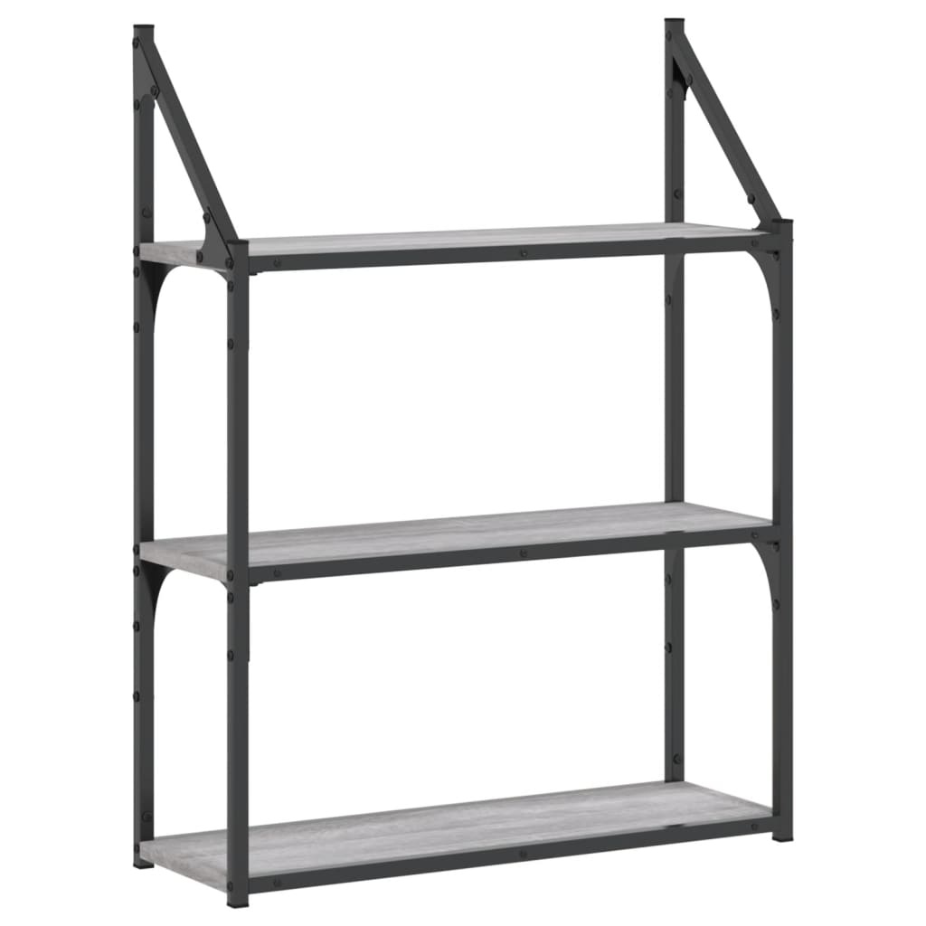 Zidna polica s 3 razine sivog hrasta sonome 60x21x78,5cm drvena